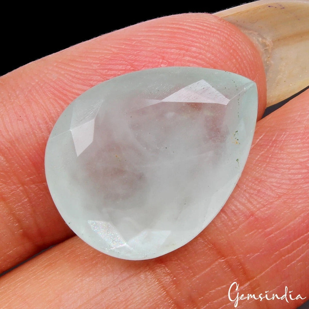 9.90 Cts Natural Blue Green Aquamarine Pear Cut Loose Unheated Brazil Gemstone