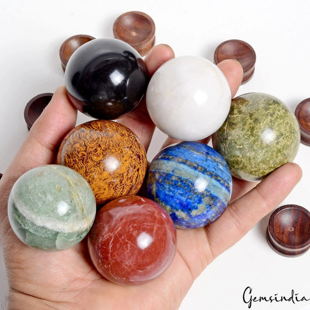 Jasper Sphere, Untreated, Multi Color — 7 Pieces, 41mm to 47mm, 4880 Ct