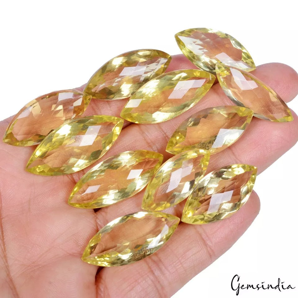 240.70 Cts/11 Pcs Natural Untreated Lemon Citrine Quartz Marquise Cut Loose Gems