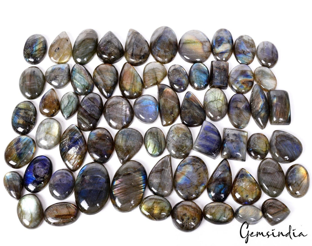 1600 Cts/62 Pcs Natural Multi Color Shine Labradorite Mix Cab Wholesale Gems Lot