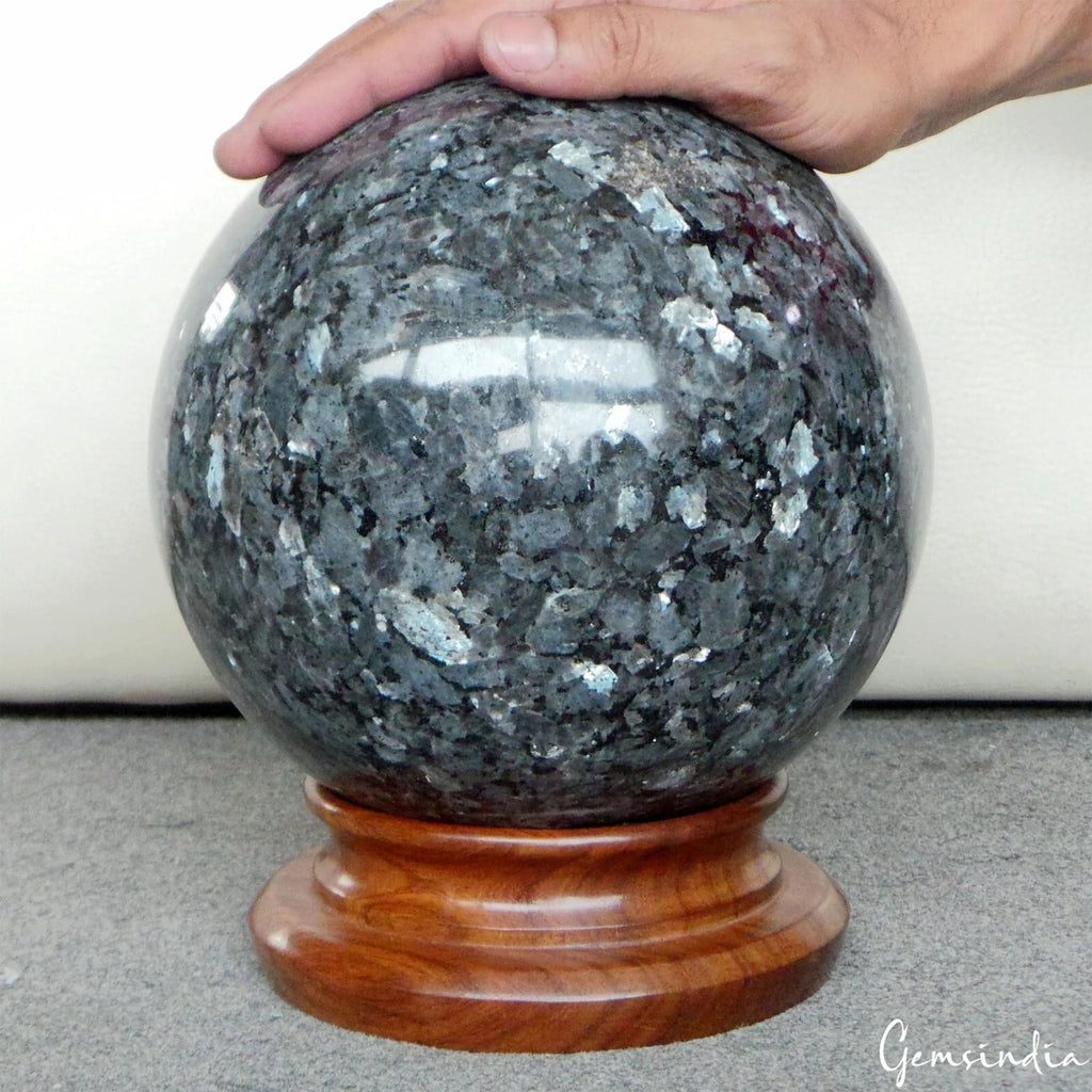 Larvikite Sphere, Blue — 7.5 Inch in diameter, 9.9 Kg (49500 Ct)