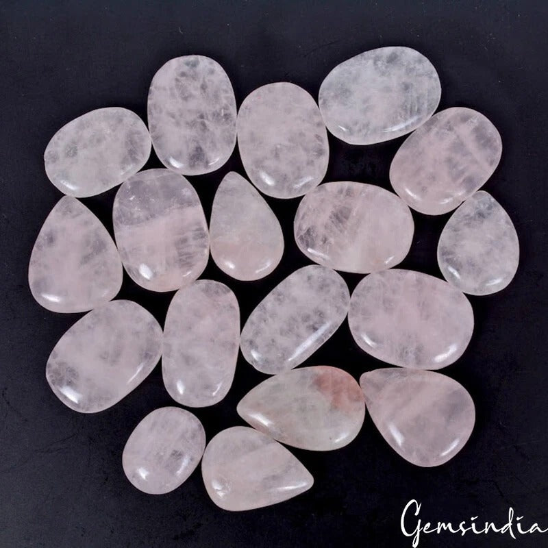 Rose Quartz Lot, Cabochon, Untreated, Pink — 18 Pieces, 30mm to 43mm, 1000 Ct, Madagascar