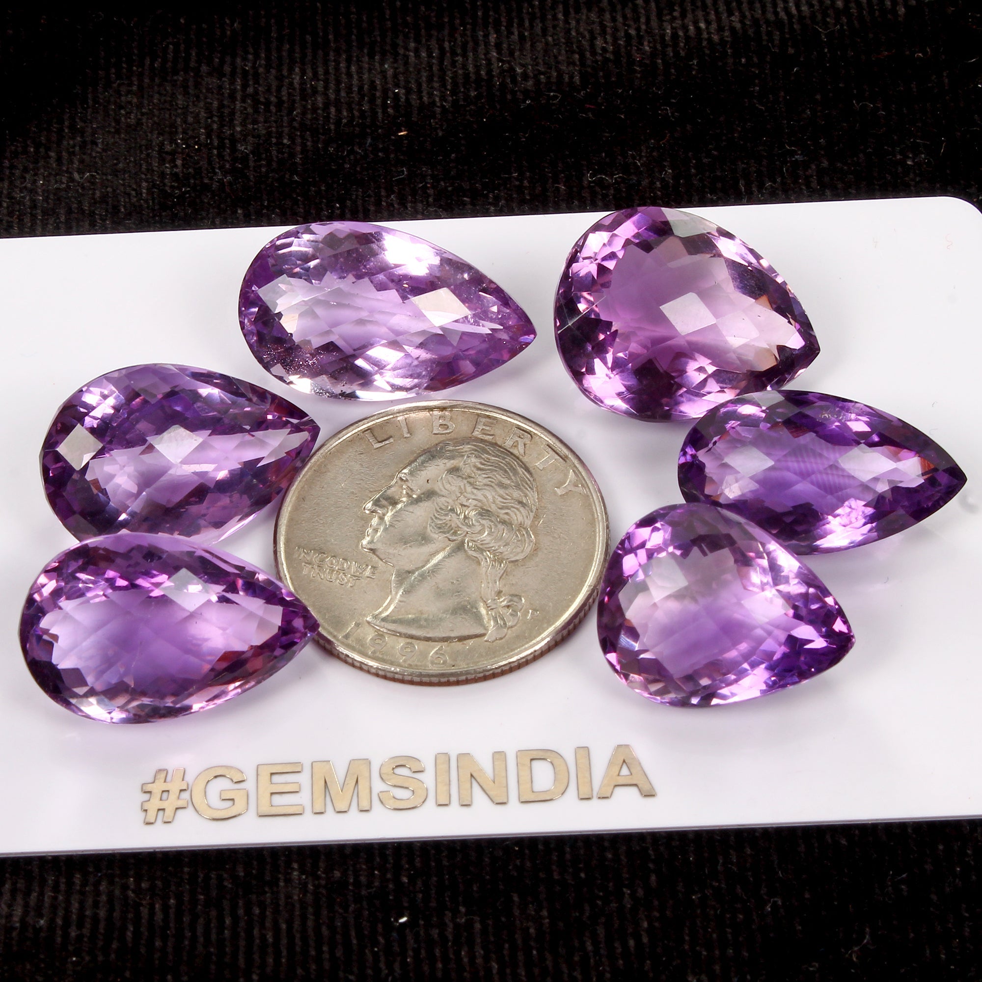 Certified 94Ct Natural Rich Purple Amethyst Pear Checker Cut AAA Grade Gemstones