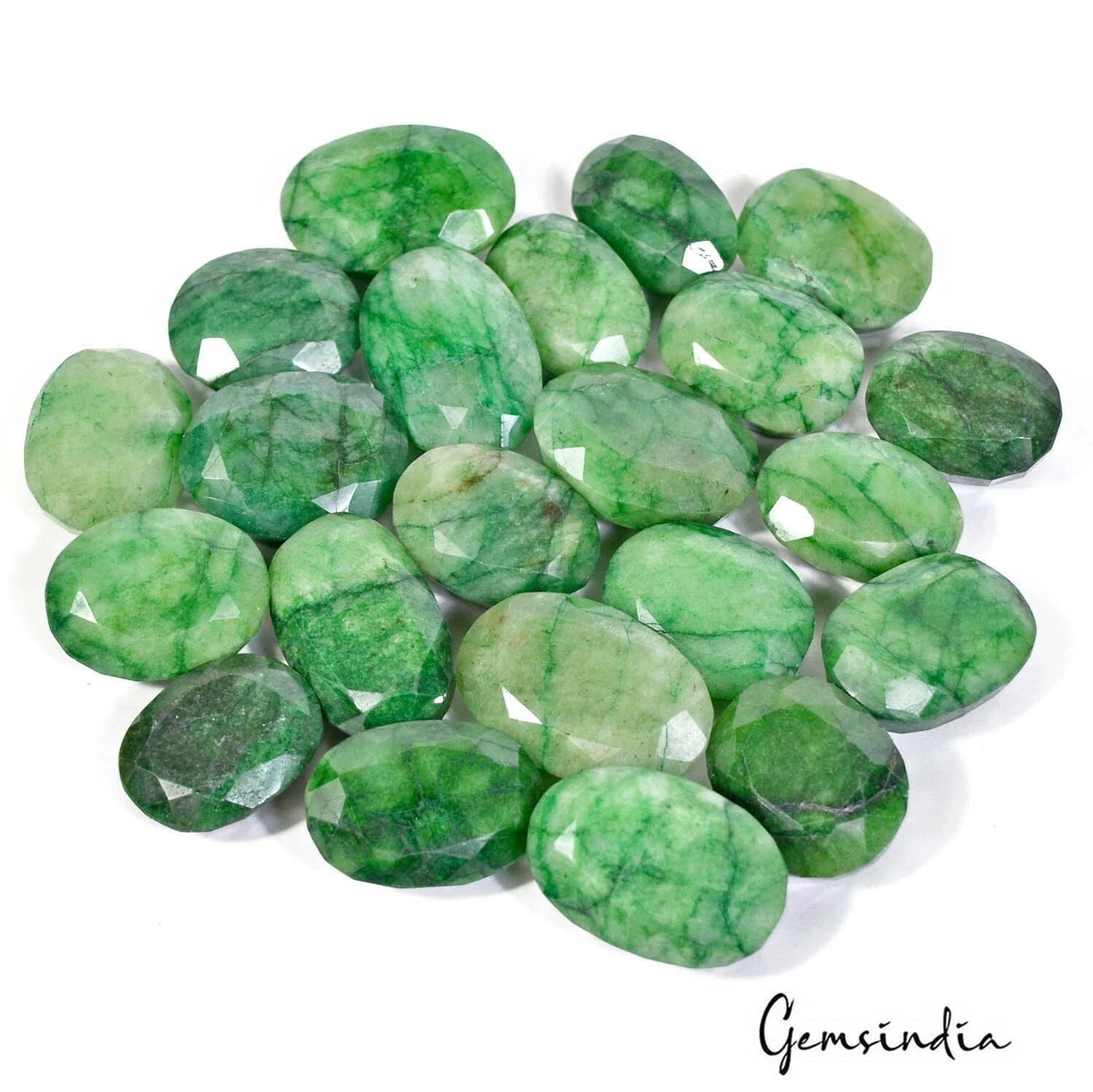 Emerald Lot, Loose Gemstone, Color Enhanced, Green — 22 Pieces, 24mm to 32mm, 1100 Ct, Brazil