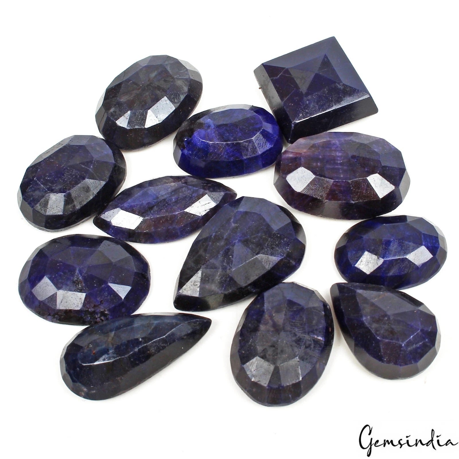 12 Pcs Natural Blue Sapphire Mix Cut Loose Madagascar 27-34mm Gemstones~ 720 Cts