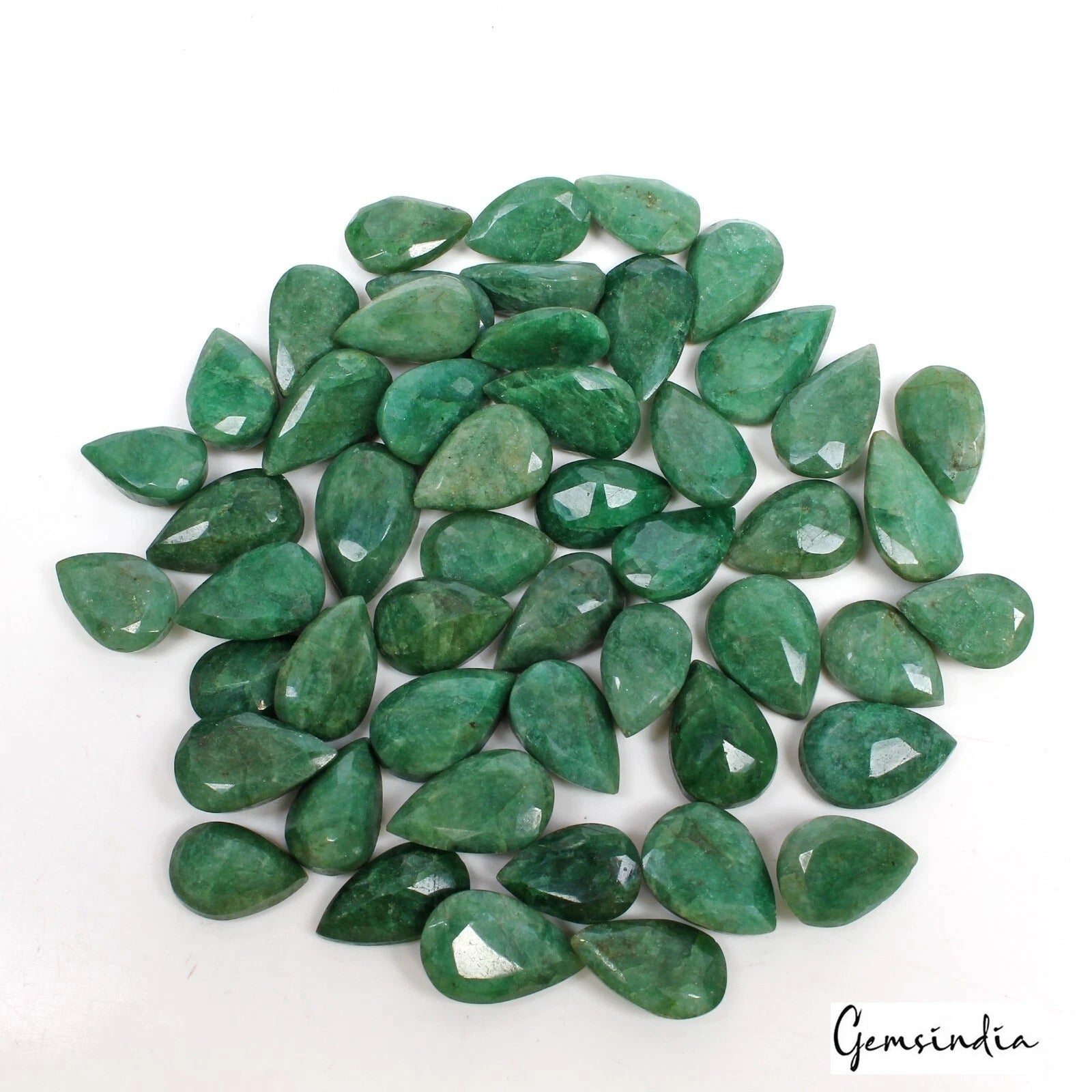 500 Cts/51 Pcs Natural Brazilian Green Emerald Pear Cut Loose Gems For Jewelry