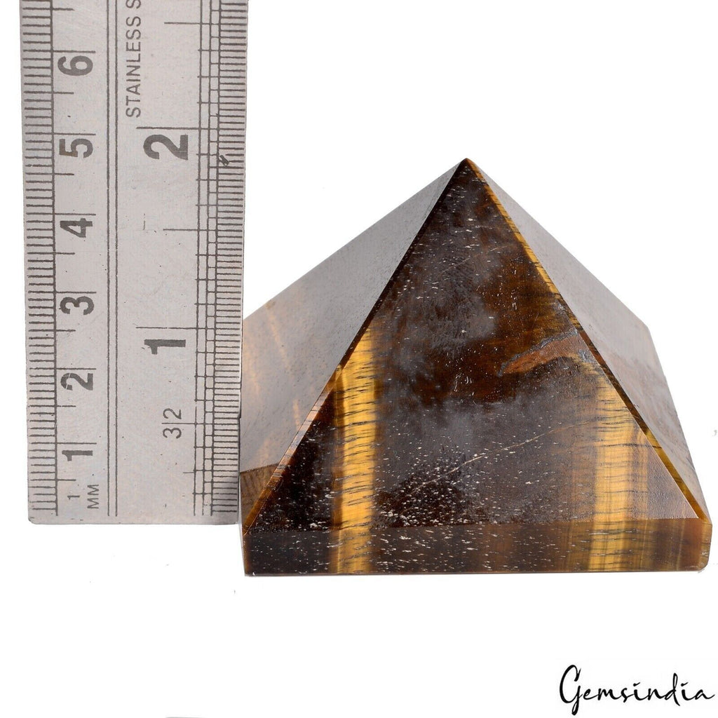 690Ct/41mm Natural Tiger eye Crystal Reiki Chakra Healing/Reiki Gemstone Pyramid