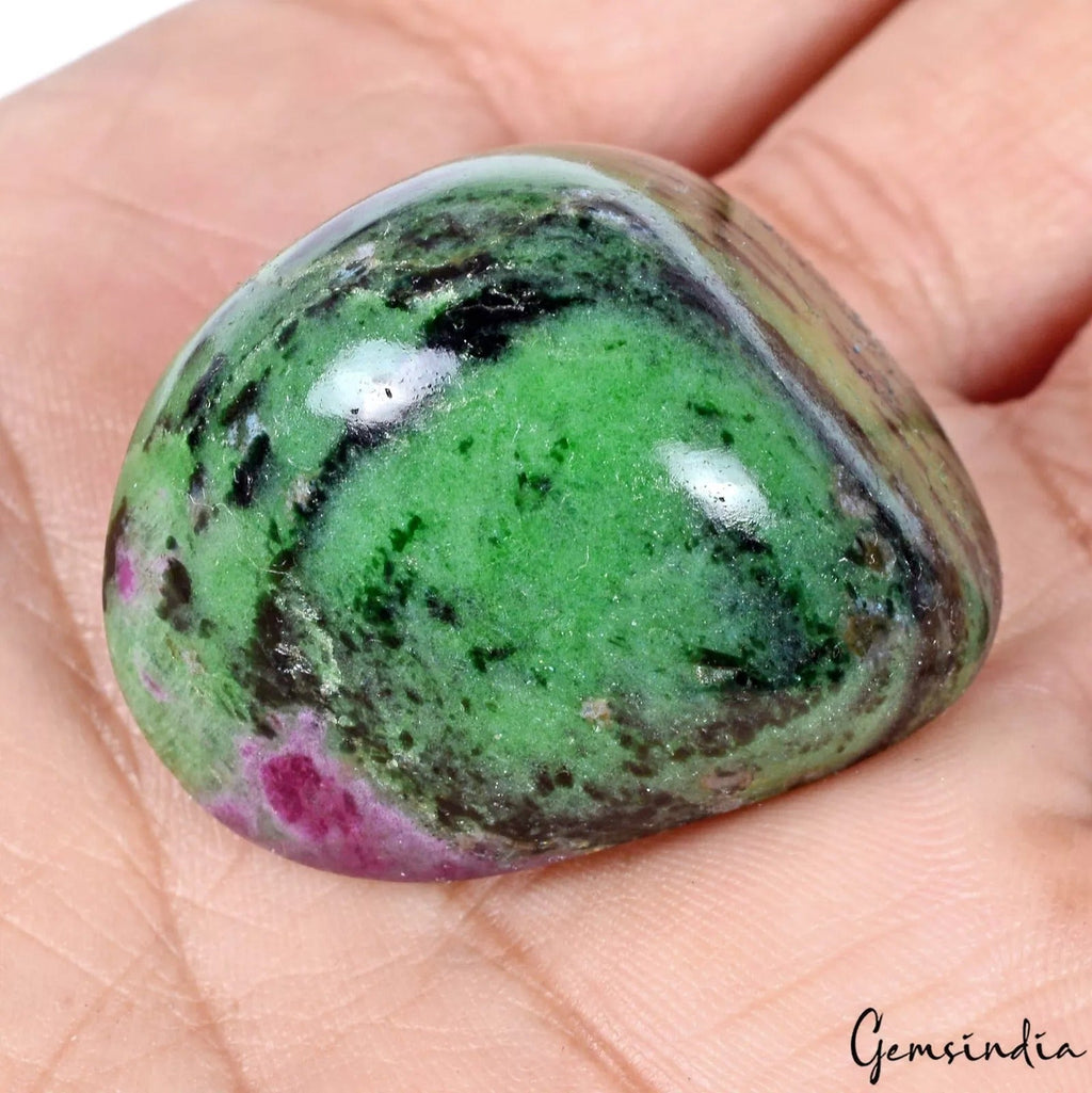 170 Cts Unheated Natural Ruby Zoisite 34x27mm Tumble Red Green Huge Gemstone