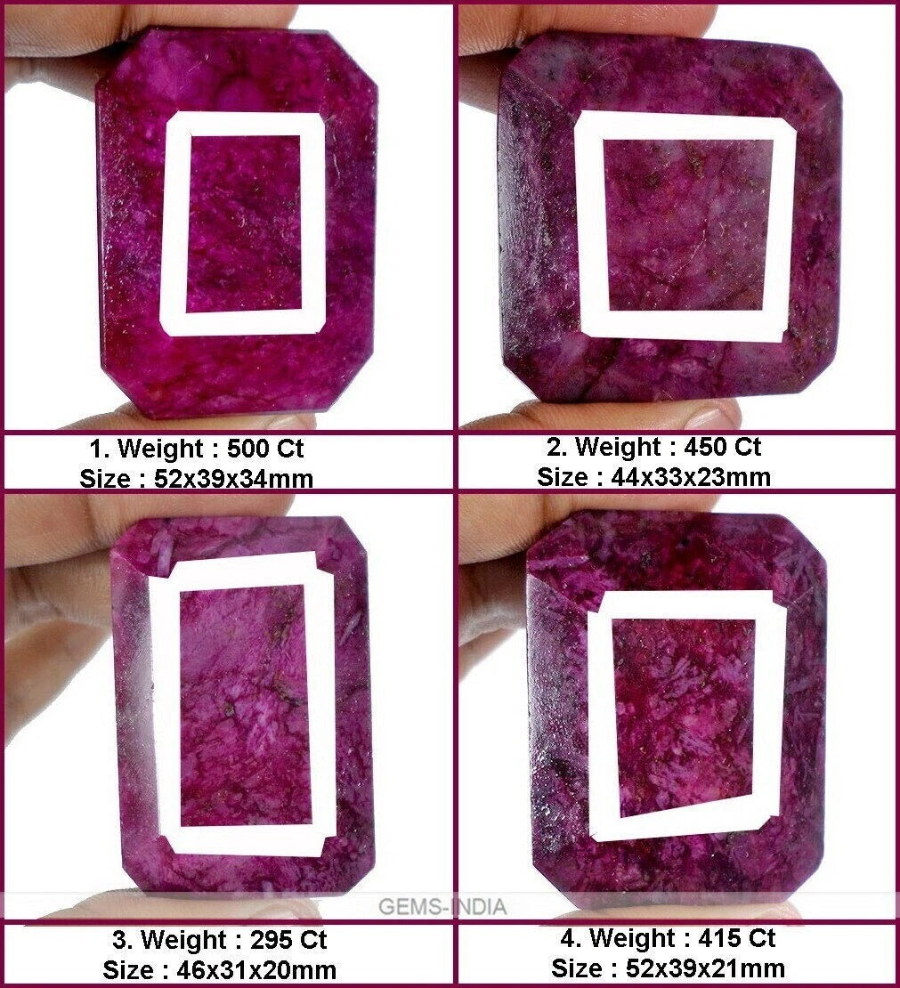 1660 Ct/4 Pcs Natural African Red Ruby Octagon Cut Huge Wholesale Loose Gems Lot