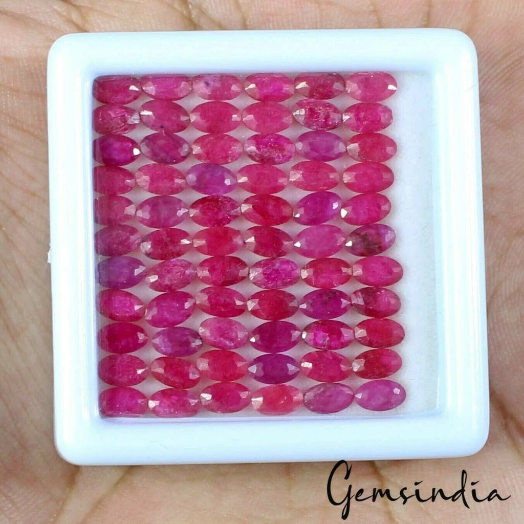 Certified 24.60 Ct/66Pcs Natural Pink Ruby Oval Calibrated 5x4mm Gem for jewelry