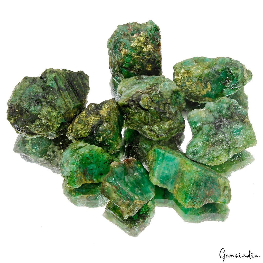 480 Ct/9Pc Natural Brazilian Green Emerald Raw Rough Freeform Loose 18-35mm Gems