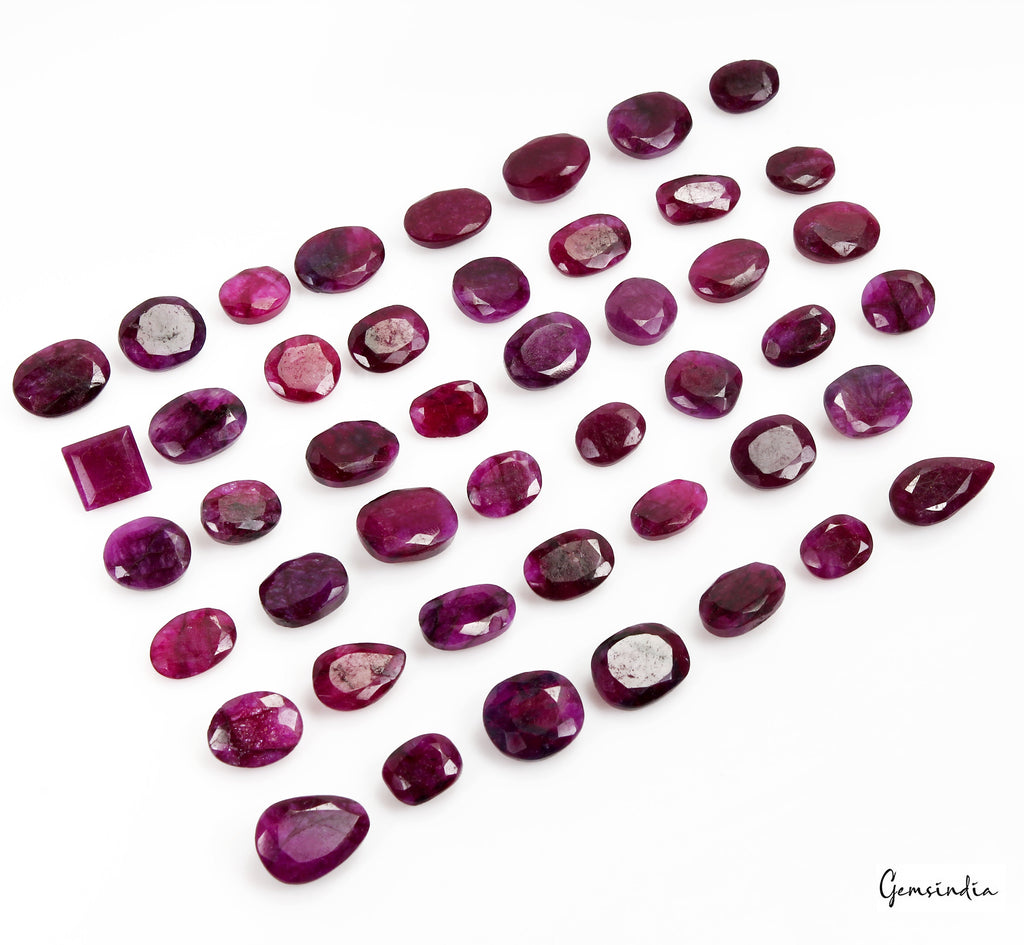 430 Ct Natural Red Pink Beryl (Bixbite) Mix Faceted Cut Loose Gemstone Lot 46 Pc