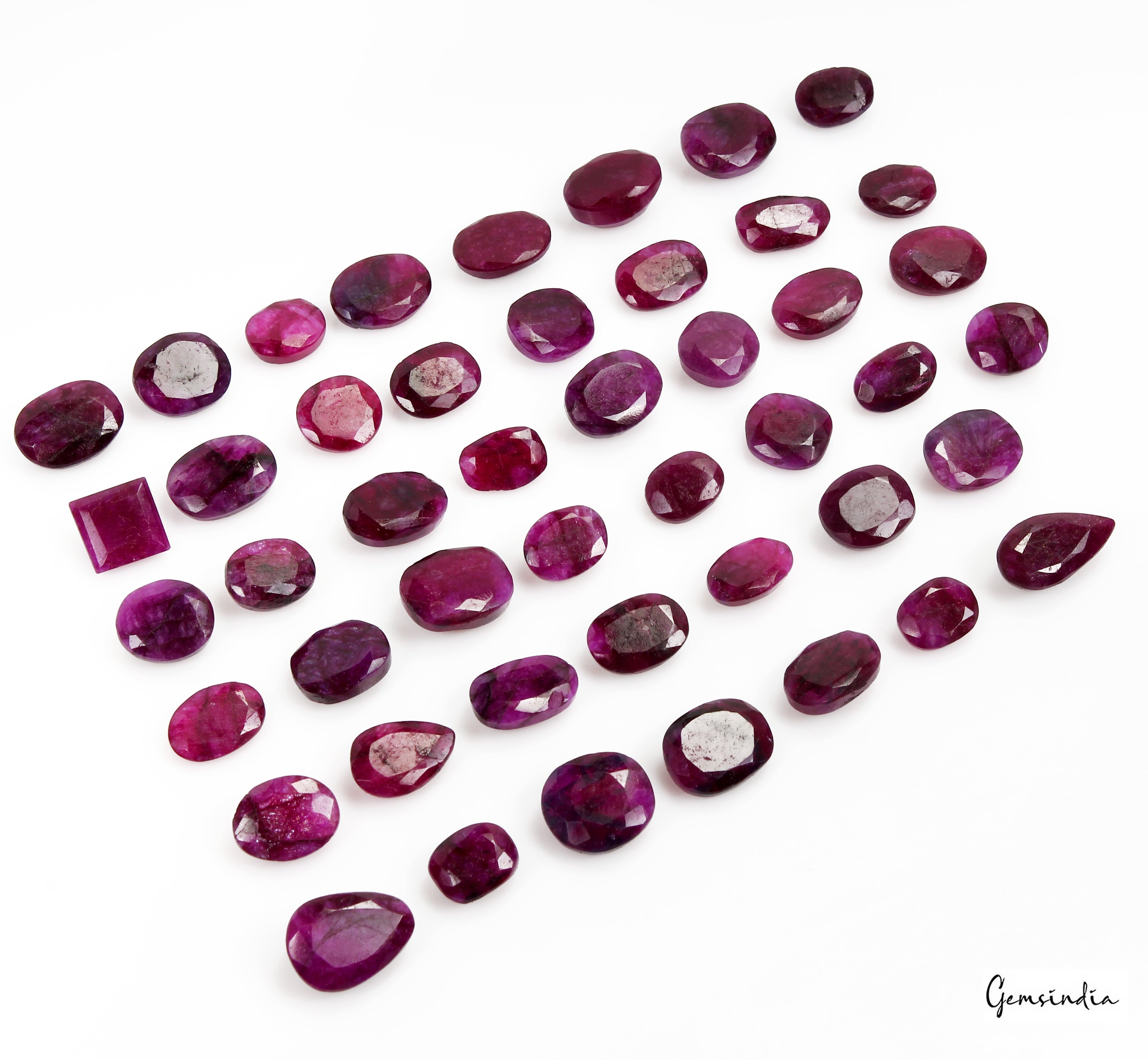 430 Ct Natural Red Pink Beryl (Bixbite) Mix Faceted Cut Loose Gemstone Lot 46 Pc