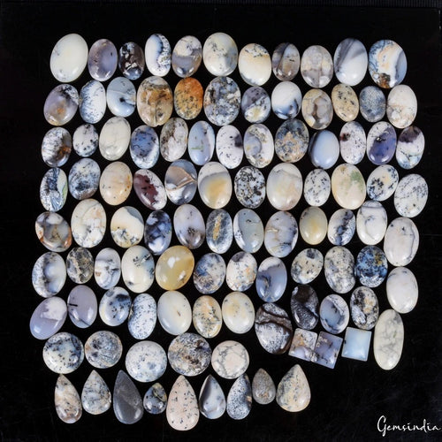 100 Pcs Natural Dendrite Opal Mix Shape Cabochon Loose Gemstones 3000 Ct/19-39mm