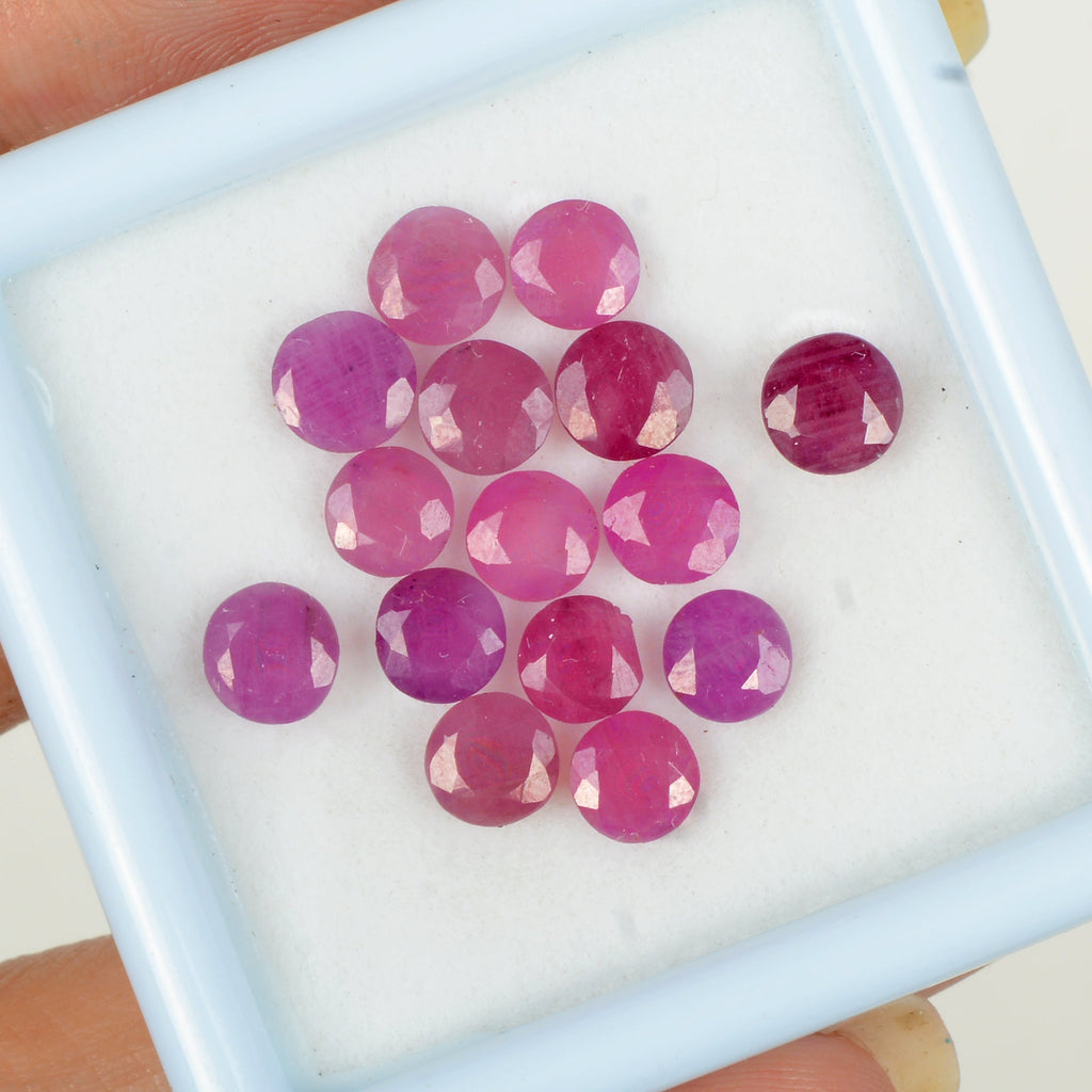 11.50 Cts/15 Pcs Natural Pink Red Ruby Round Calibrated 5mm Loose Gems For Jewel
