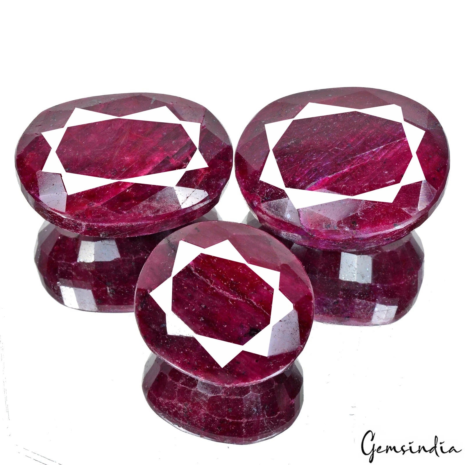 1900 Cts Natural Red Ruby From Madagascar Oval Faceted Cut Loose Gemstones~ 3 Pc