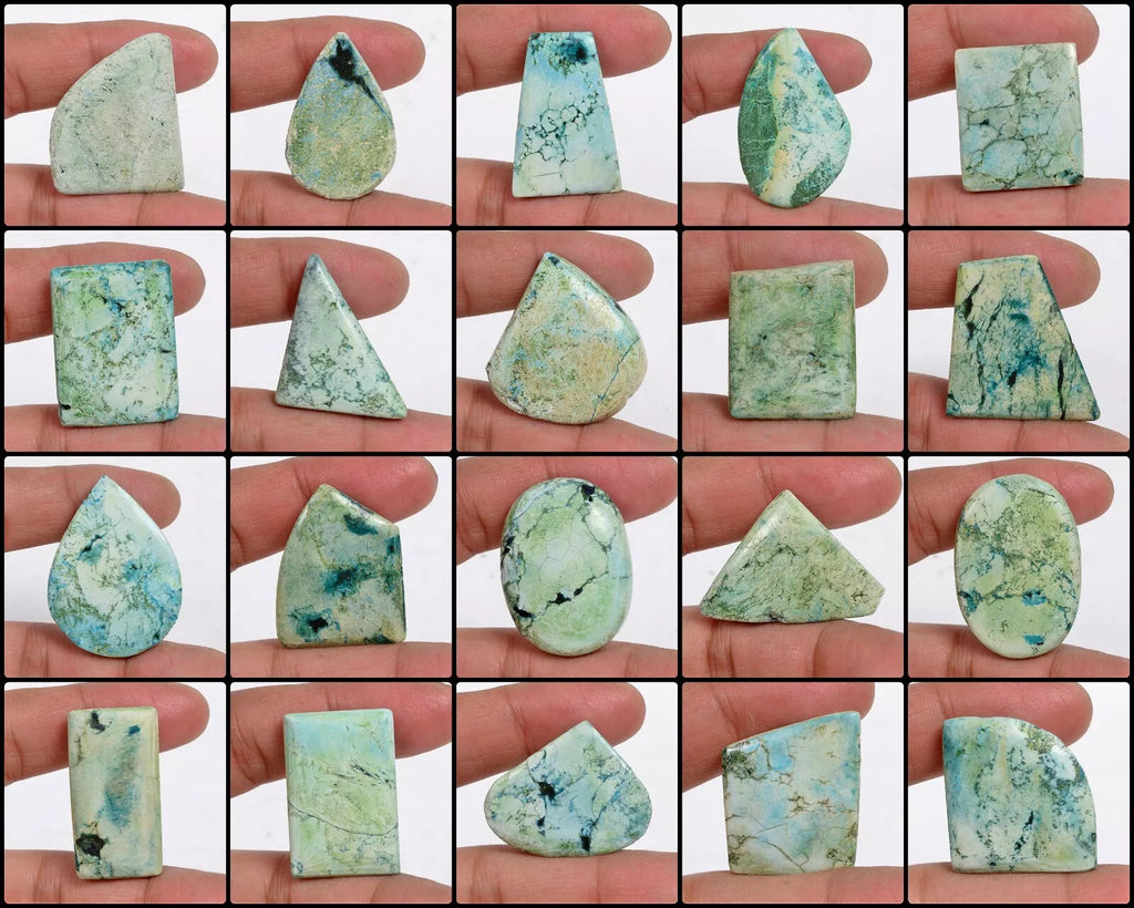 Turquoise Lot, Cabochon, Color Enhanced — 20 Pieces, 27mm to 44mm, 1170 Ct