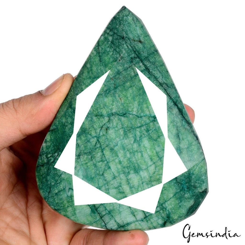2900 Ct Natural Green Brazilian Emerald Pear Faceted Earth Mined Loose Gemstone