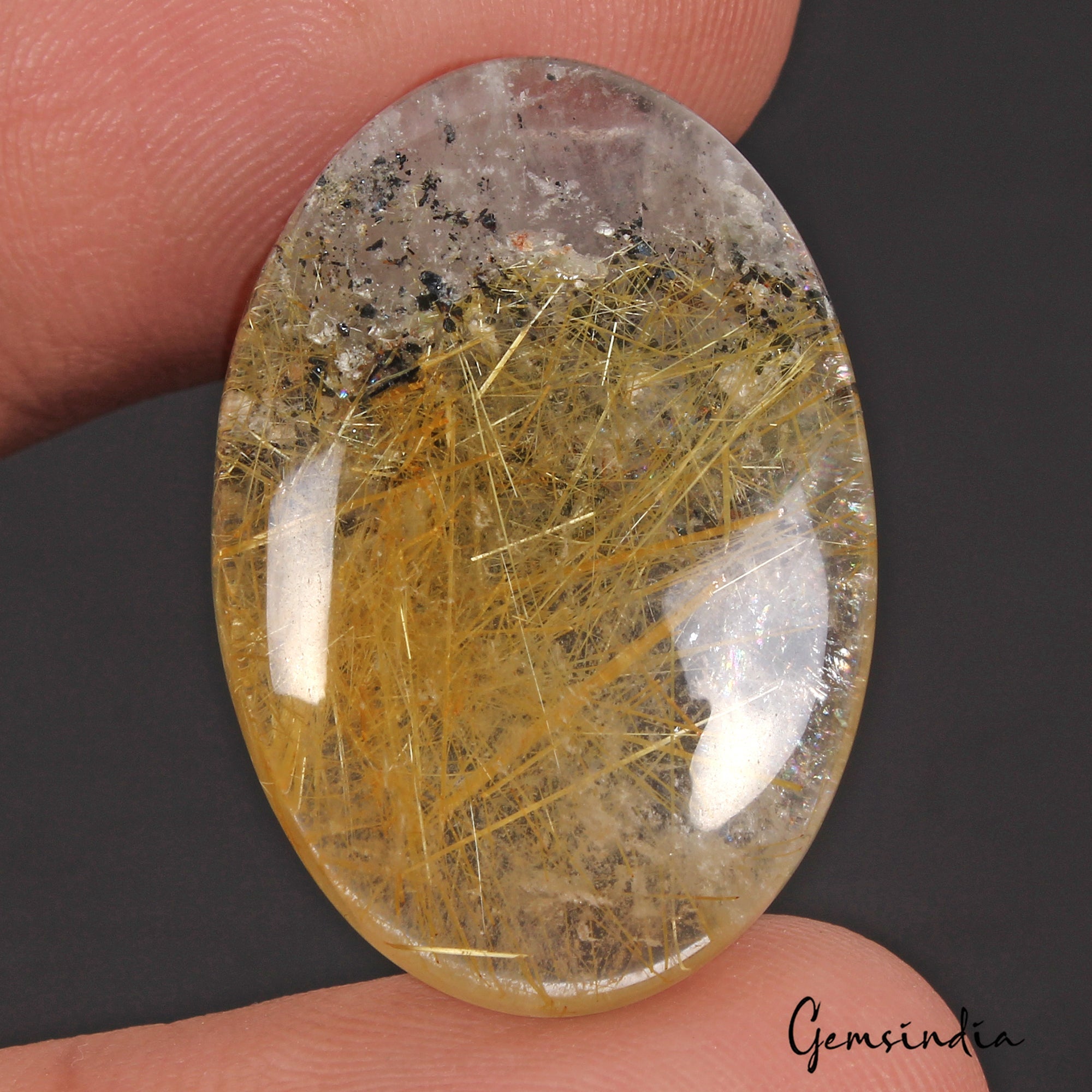 26.50 Ct Natural Untreated Rutile Oval Cab Pendant Size Loose Gems For Jewelry