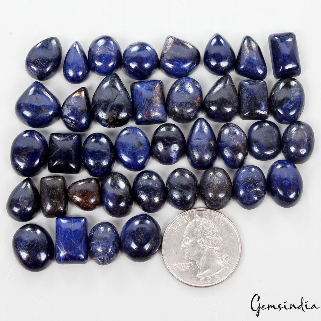 400 Ct Natural Blue Sapphire Mix Cabochon Loose Gemstones Lot Certified 38 Pcs