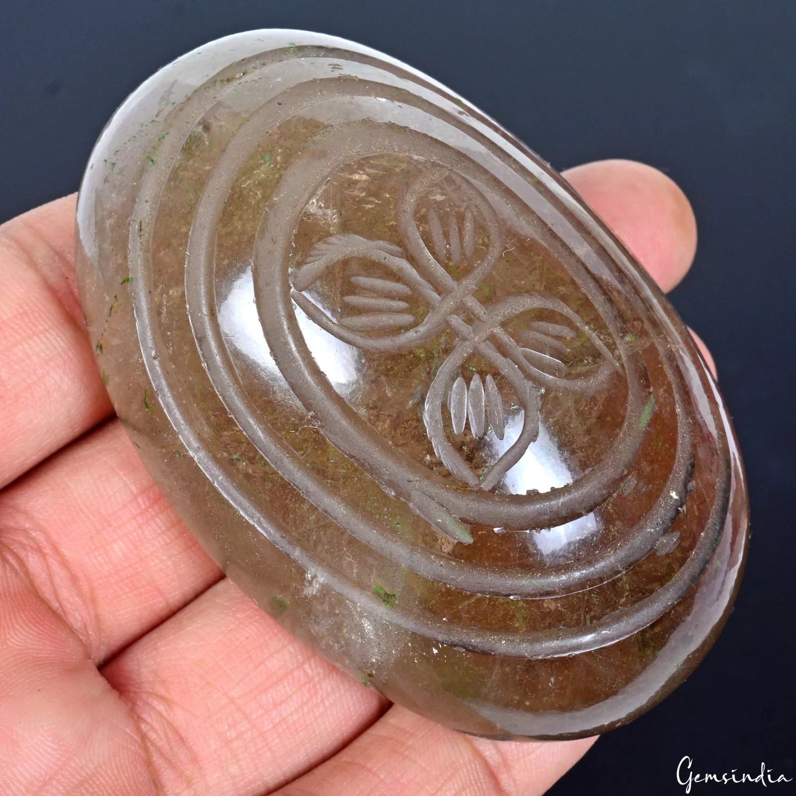 Rare 770 Ct Natural Smoky Quartz Oval Shape Huge Hand Carved Madagascar Gemstone