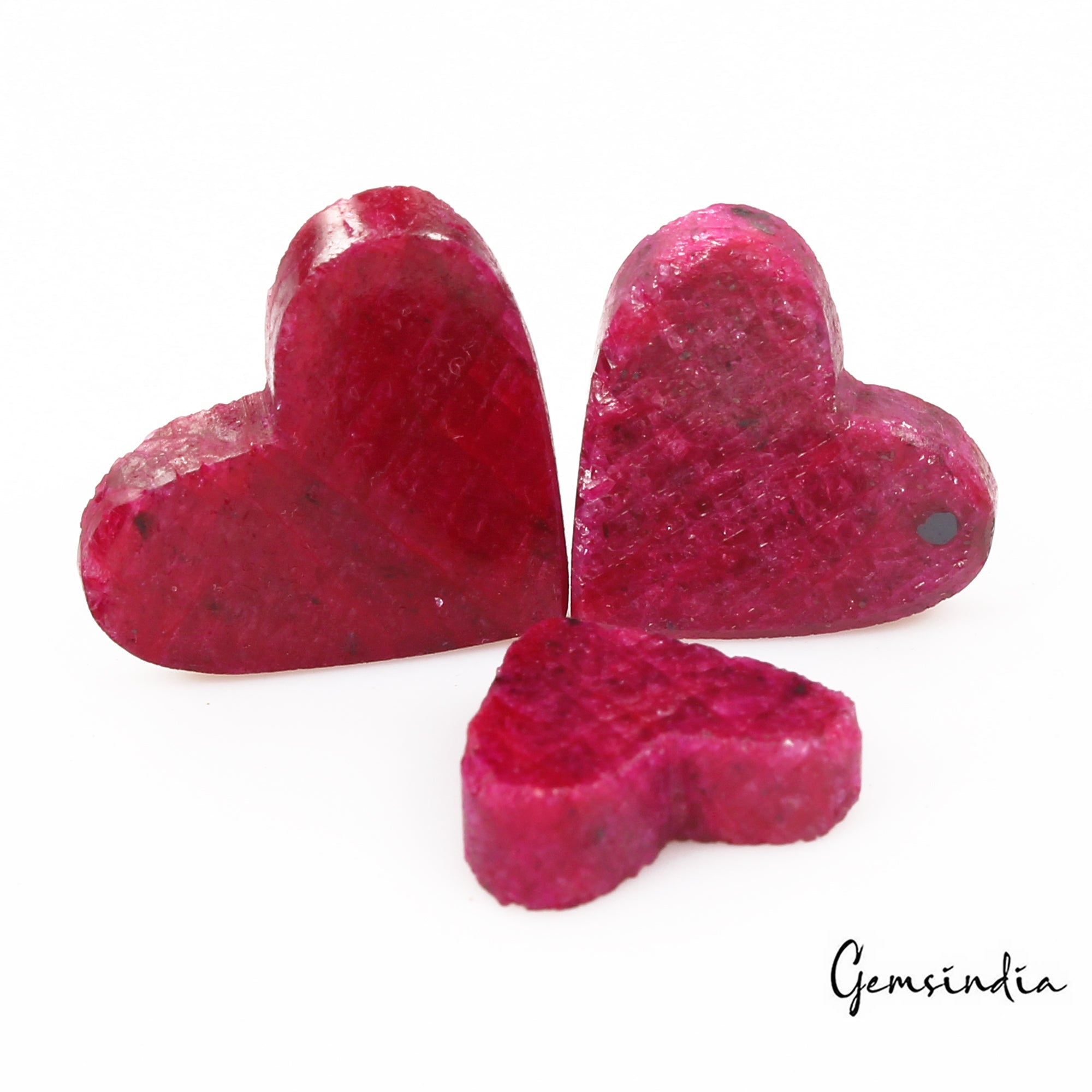 Certified 73.60 Ct/3 Pcs Natural Red Ruby Heart Cut Loose 16-20mm Gems For Jewel