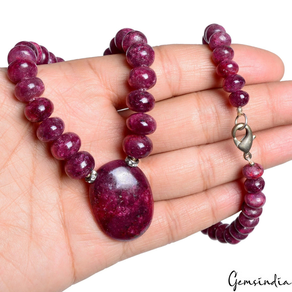 Ruby Necklace, Dark Red — 7mm to 11mm, 560 Ct, Madagascar