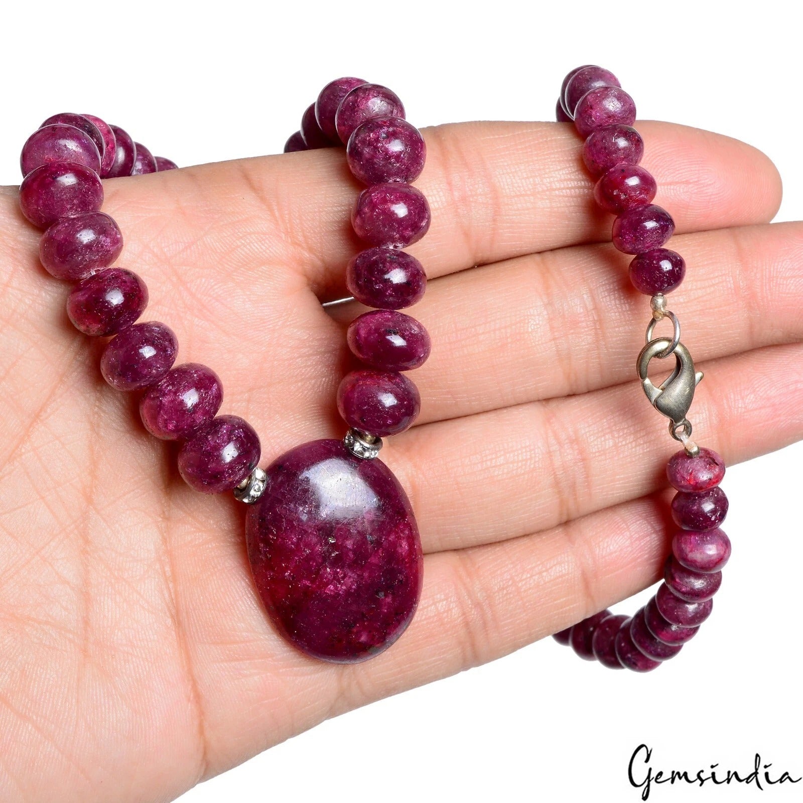 Ruby Necklace, Dark Red — 7mm to 11mm, 560 Ct, Madagascar