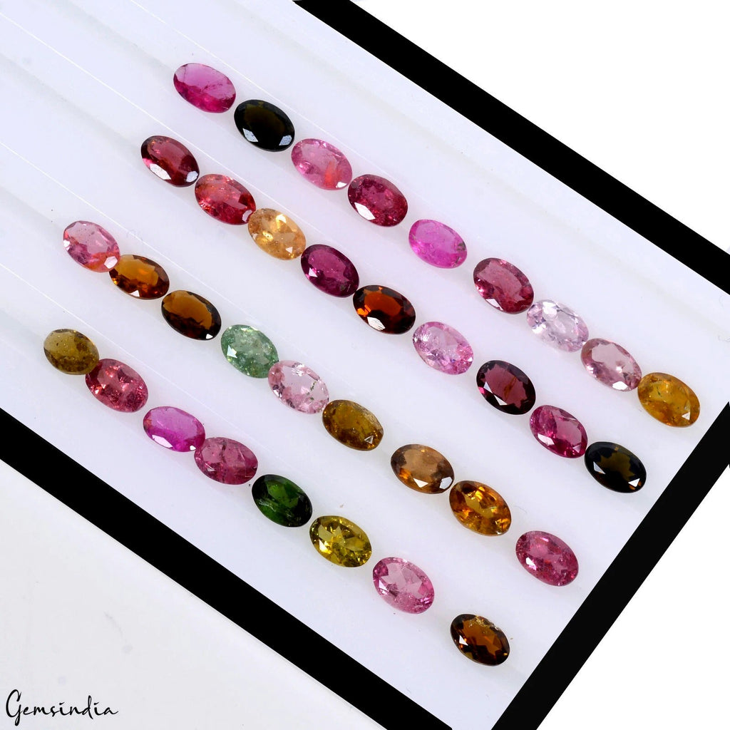 35 Pcs Natural Multi Tourmaline 6x3mm Oval Cut Loose Untreated Gemstones~16.50Ct