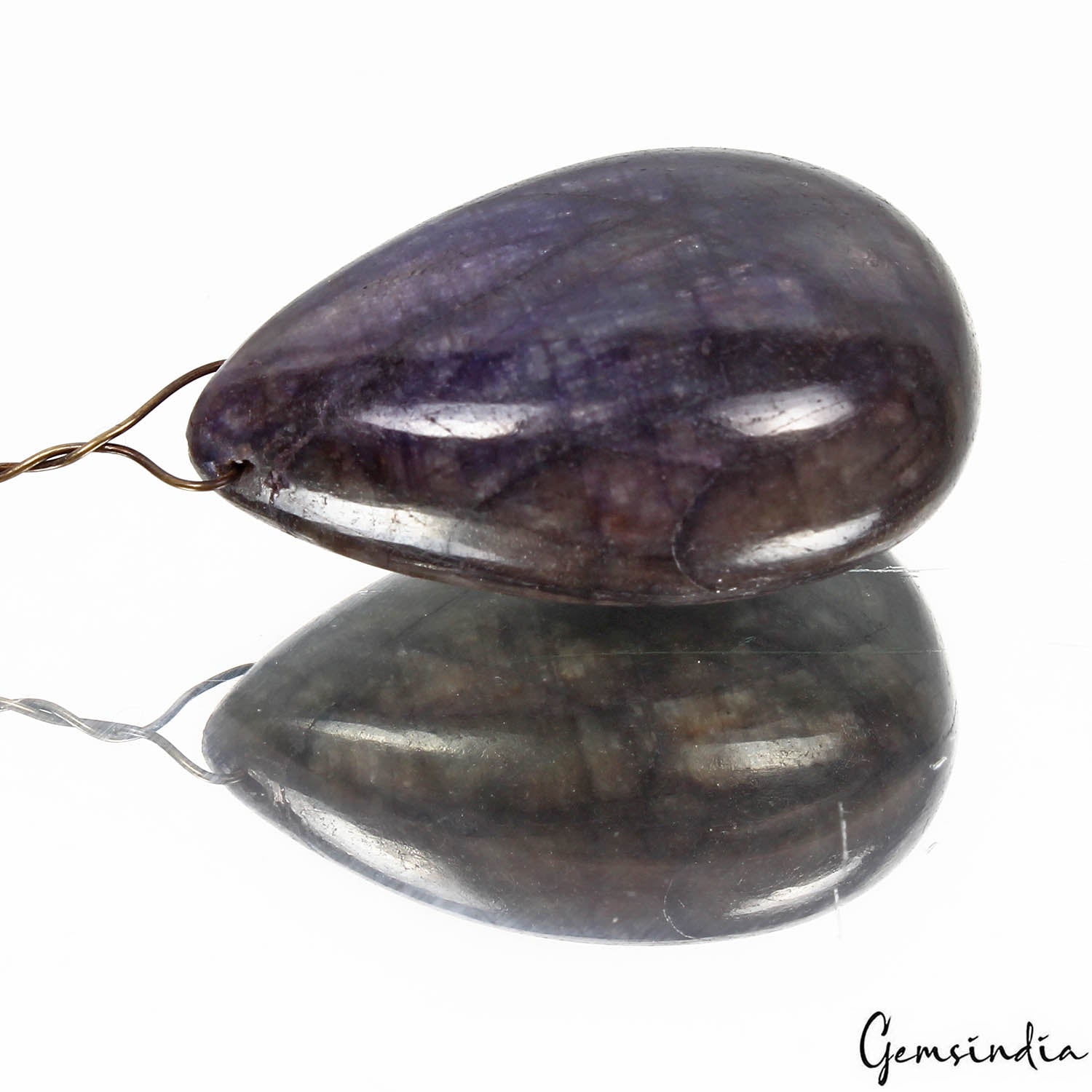 Blue Sapphire Beaded Strand, Color Enhanced, Gray — 34x23x15 mm, 126.30 Ct, Madagascar