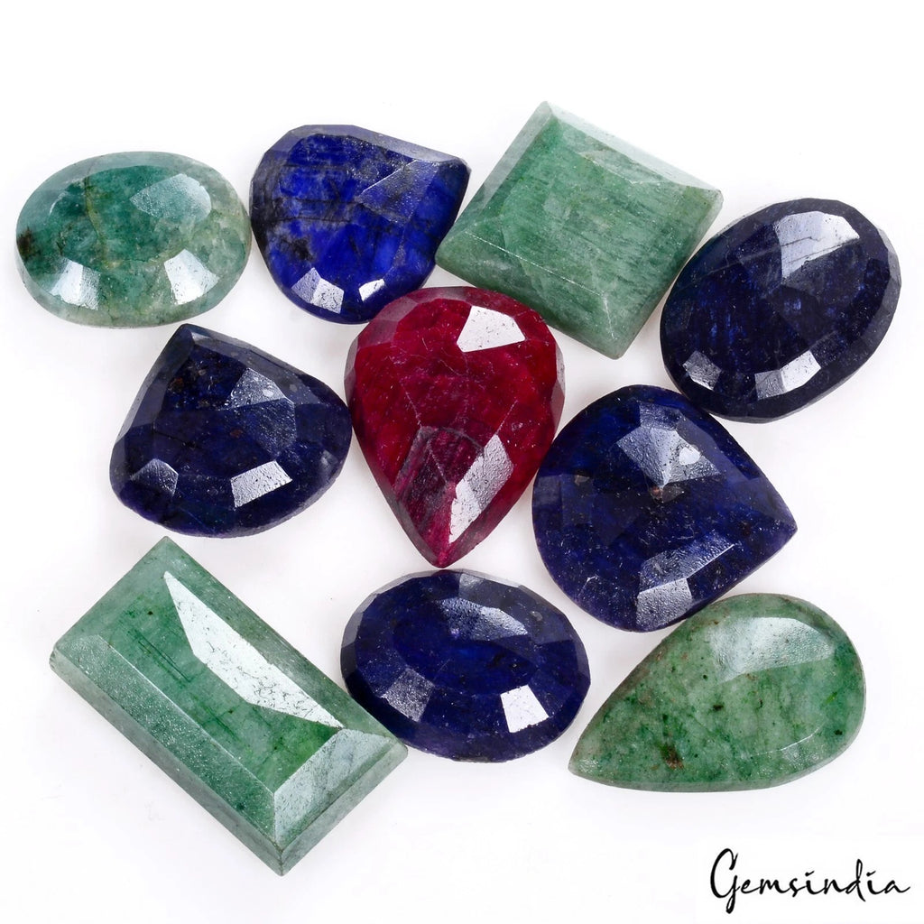 Ruby Lot, Loose Gemstone, Color Enhanced, Red — 10 Pieces, 20mm to 29mm, 340 Ct, Madagascar