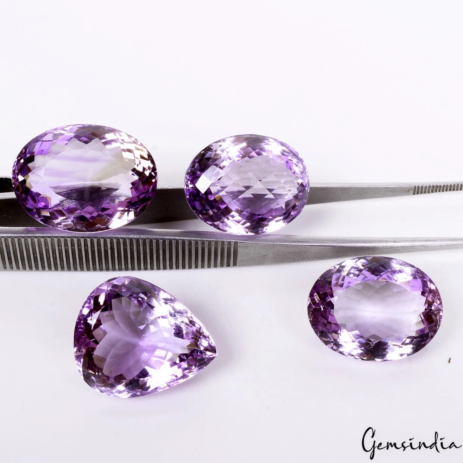 Amethyst Lot, Loose Gemstone, Untreated, Purple — 4 Pieces, 19mm to 21mm, 86.70 Ct, India