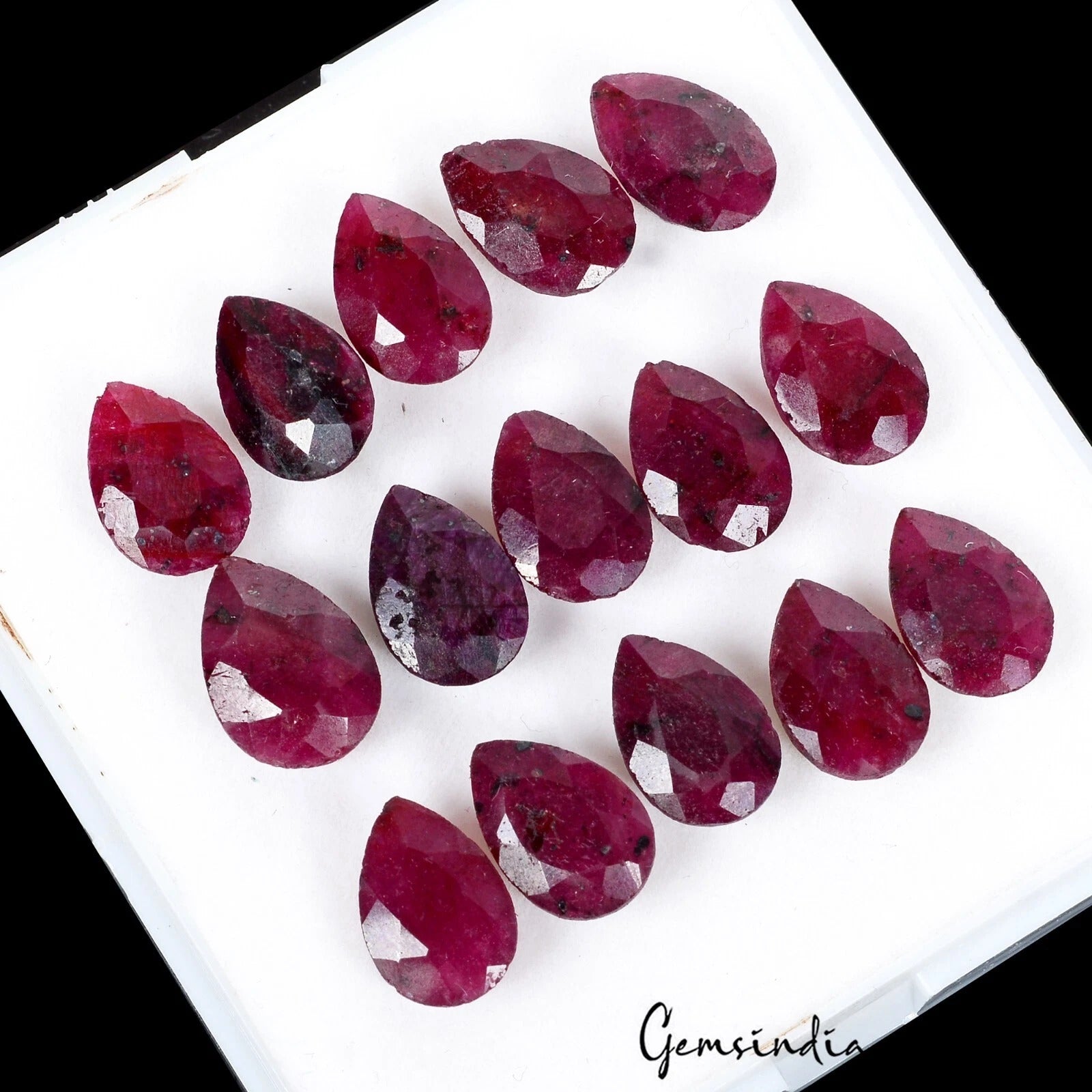 Certified 76.70 Ct Natural Red Ruby 11-12mm Pear Cut Loose Jewelry Gemstones~15P