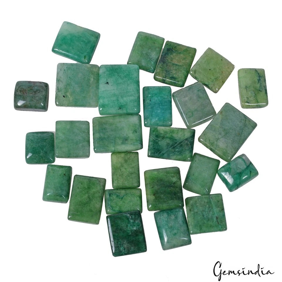 Brazilian Emerald Lot, Cabochon, Color Enhanced, Green — 25 Pieces, 14mm to 19mm, 372 Ct, Brazil