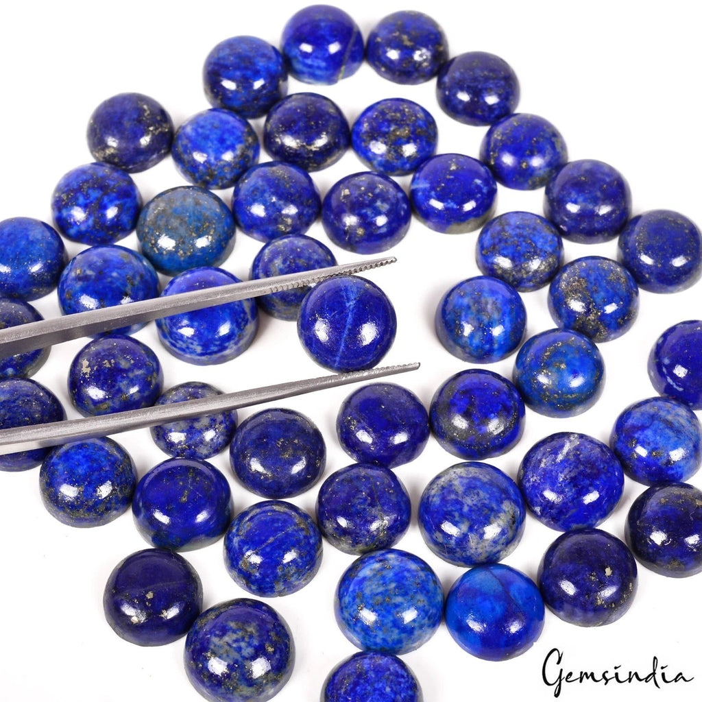 260 Ct/49 Pcs Natural Blue Lapis Lazuli Round Cabochon 10-11mm Loose Gems Lot