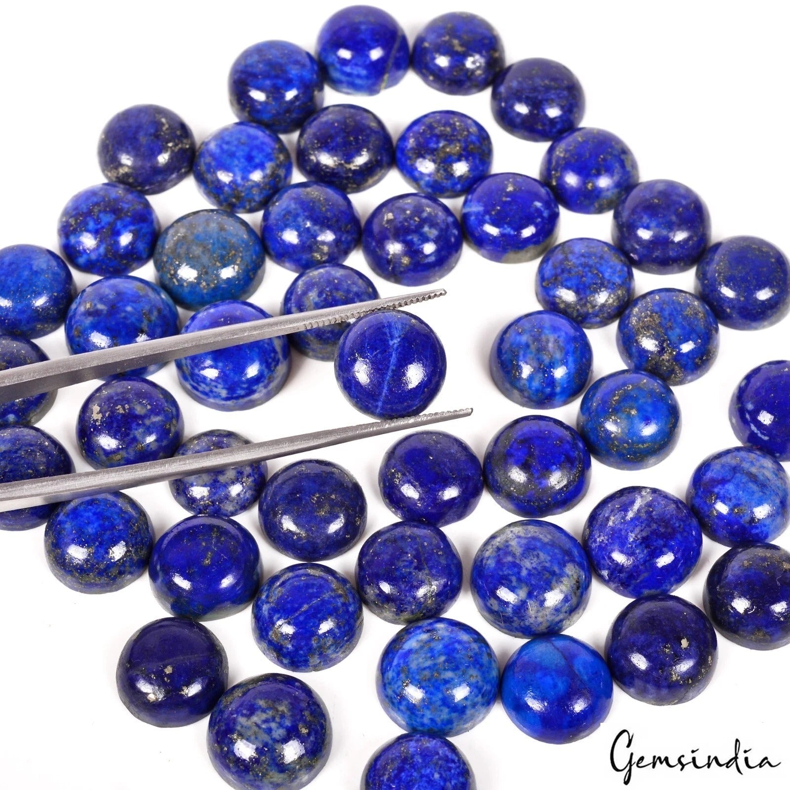 260 Ct/49 Pcs Natural Blue Lapis Lazuli Round Cabochon 10-11mm Loose Gems Lot