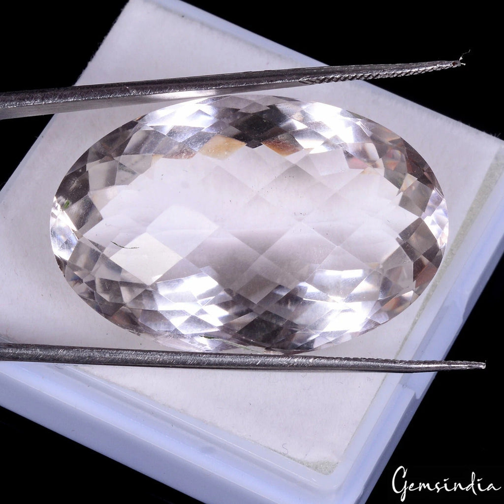 64.85 Ct Natural Untreated Lavender Color Amethyst Oval Checker Cut Precious Gem