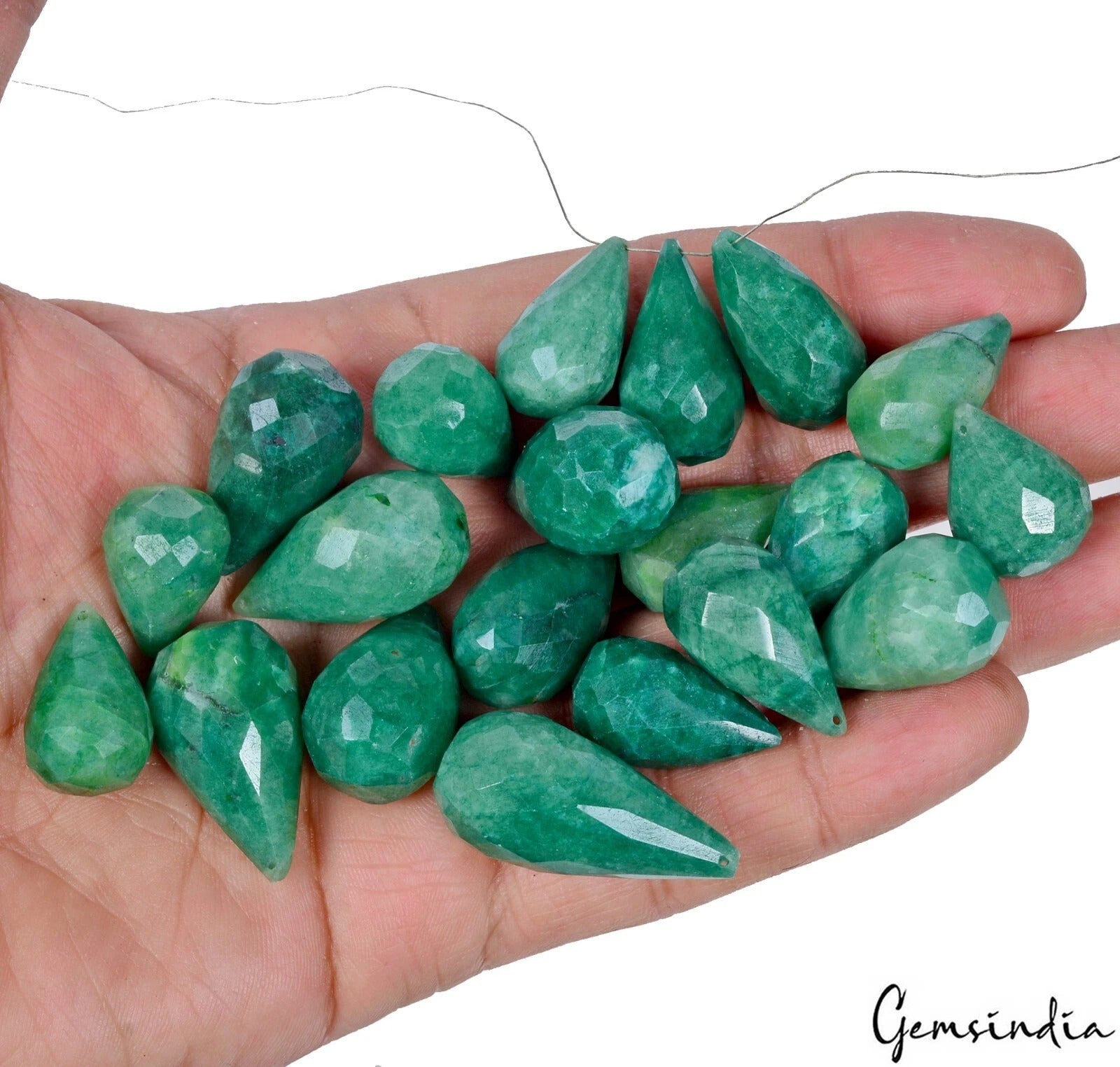 Certified 600 Ct/20 Pcs Natural Green Emerald Pear Cut Drill Briolettes Gems Lot