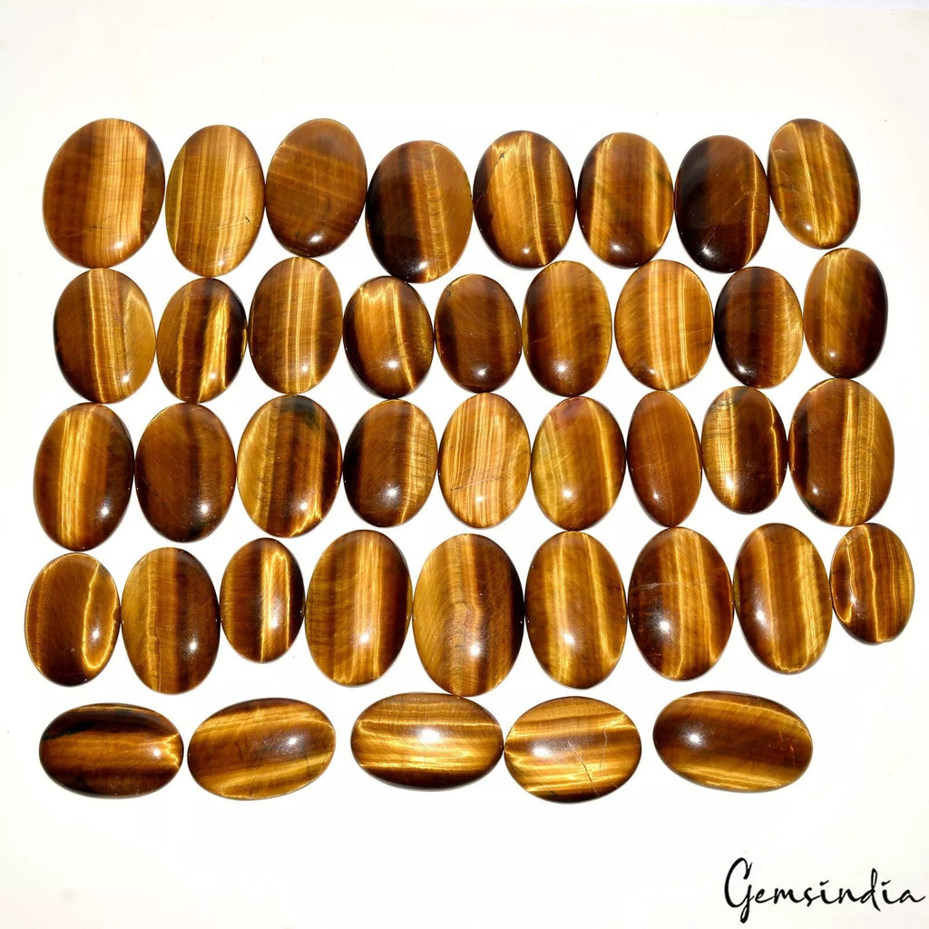 2500 Cts/40 Pcs Natural Untreated Brown Tiger Eye Oval Cab Loose Wholesale Gems