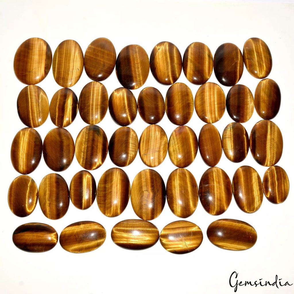 Tiger Eye Lot, Cabochon, Untreated, Brown — 40 Pieces, 35mm to 49mm, 2500 Ct, Madagascar