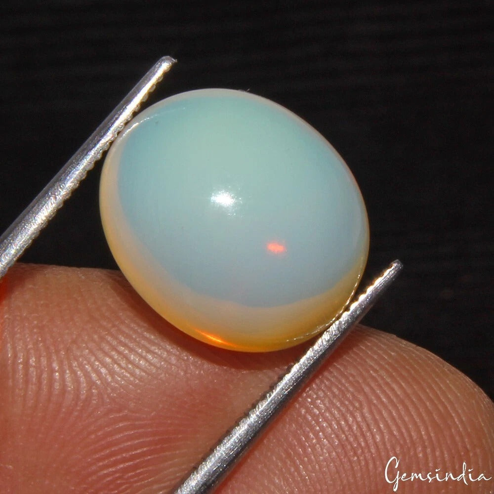 Certified 6.00 Ct Natural White Untreated Australian Opal Multi Shine Oval Gem