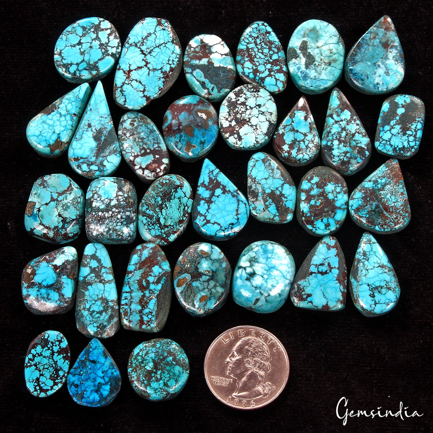 500 Cts/31 Pcs Natural Blue Green Spiderweb USA Turquoise Mix Cab Loose Gems Lot