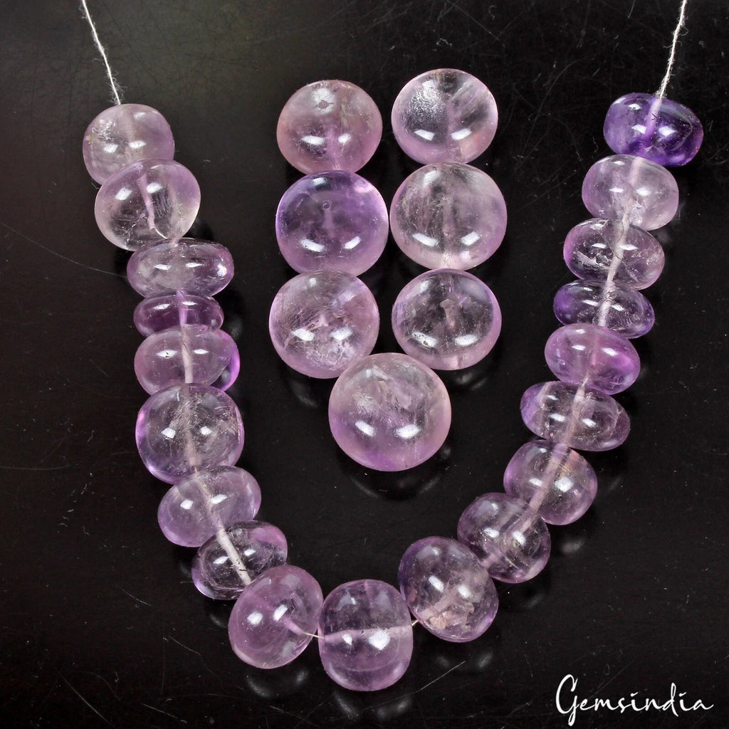 Amethyst Beaded Strand, Untreated, Purple — 26 Pieces, 15mm to 21mm, 840 Ct