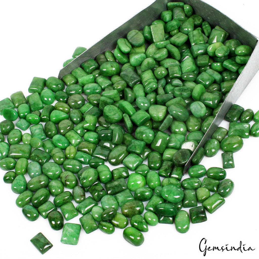 3500 Cts/275Pcs Natural Brazilian Green Emerald Mix Cab Loose Wholesale Gems Lot