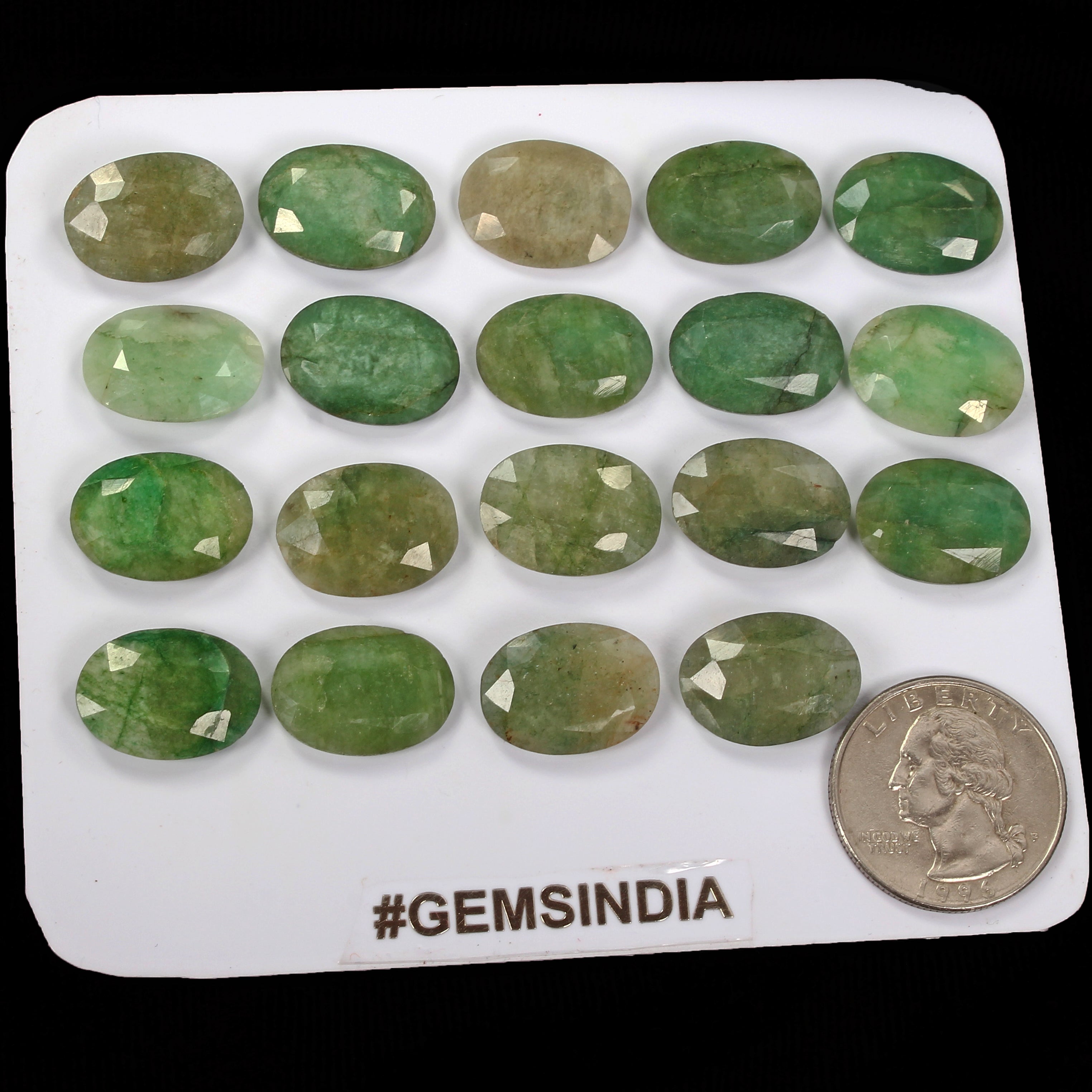 59.50 Ct Natural Green Emerald Oval Faceted Loose Calibrated Gemstone Lot 19 Pcs