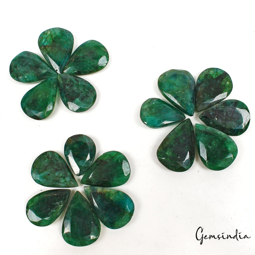 830 Cts/17 Pcs Natural Brazilian Bottle Green Emerald Pear Cut Gems For Jewelry