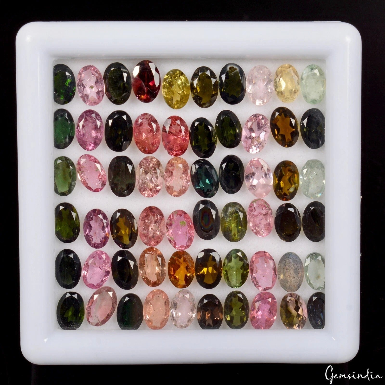 60 Pcs Natural Multi Tourmaline 6x4mm Oval Cut Untreated Gemstones Certified Lot