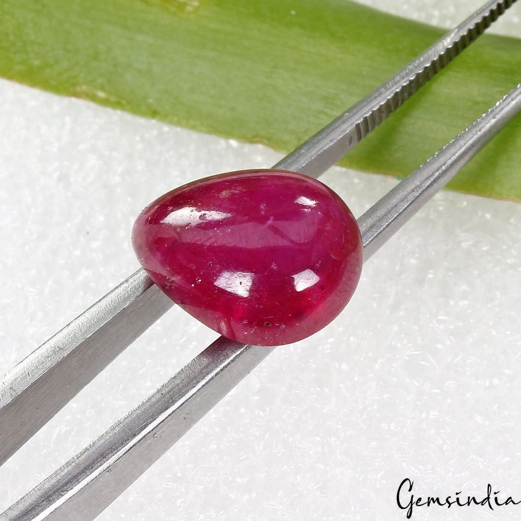 8.20Ct. Natural Gemstone Ruby Top Red Pear Cabochon Heated Mozambique Charming!
