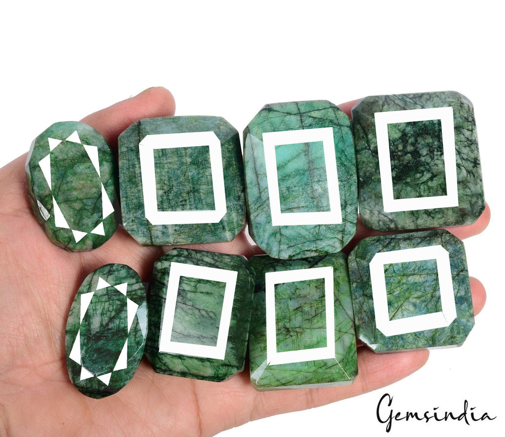 2560 Cts/8 Pcs Natural Brazilian Green Emerald Mix Cut Loose Gems Wholesale Lot