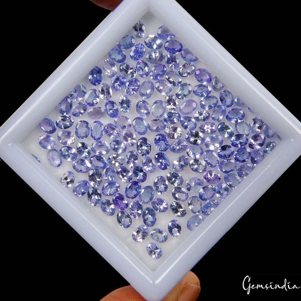 126 Pcs Natural Tanzanite Violet Blue 4mm3mm Oval Cut Sparkling Loose Gemstones